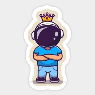 Cute Astronaut Boy With Crown Cartoon Sticker